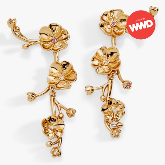 Alex and Ani New York Botanical Garden Pansies Statement Earrings