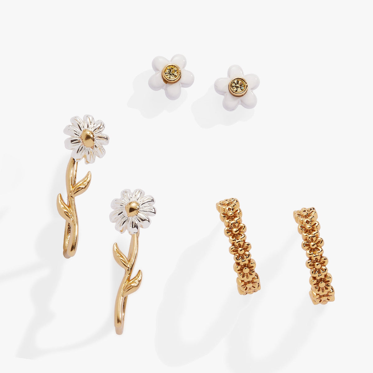 Alex and Ani Daisy Earring Set of 3