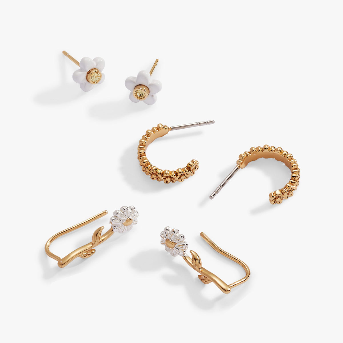 Alex and Ani Daisy Earring Set of 3