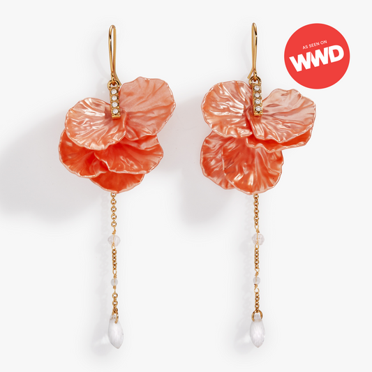 Alex and Ani New York Botanical Garden Peony Petal Statement Earrings