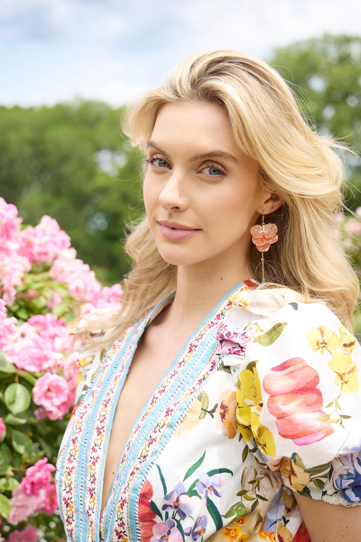 Alex and Ani New York Botanical Garden Peony Petal Statement Earrings