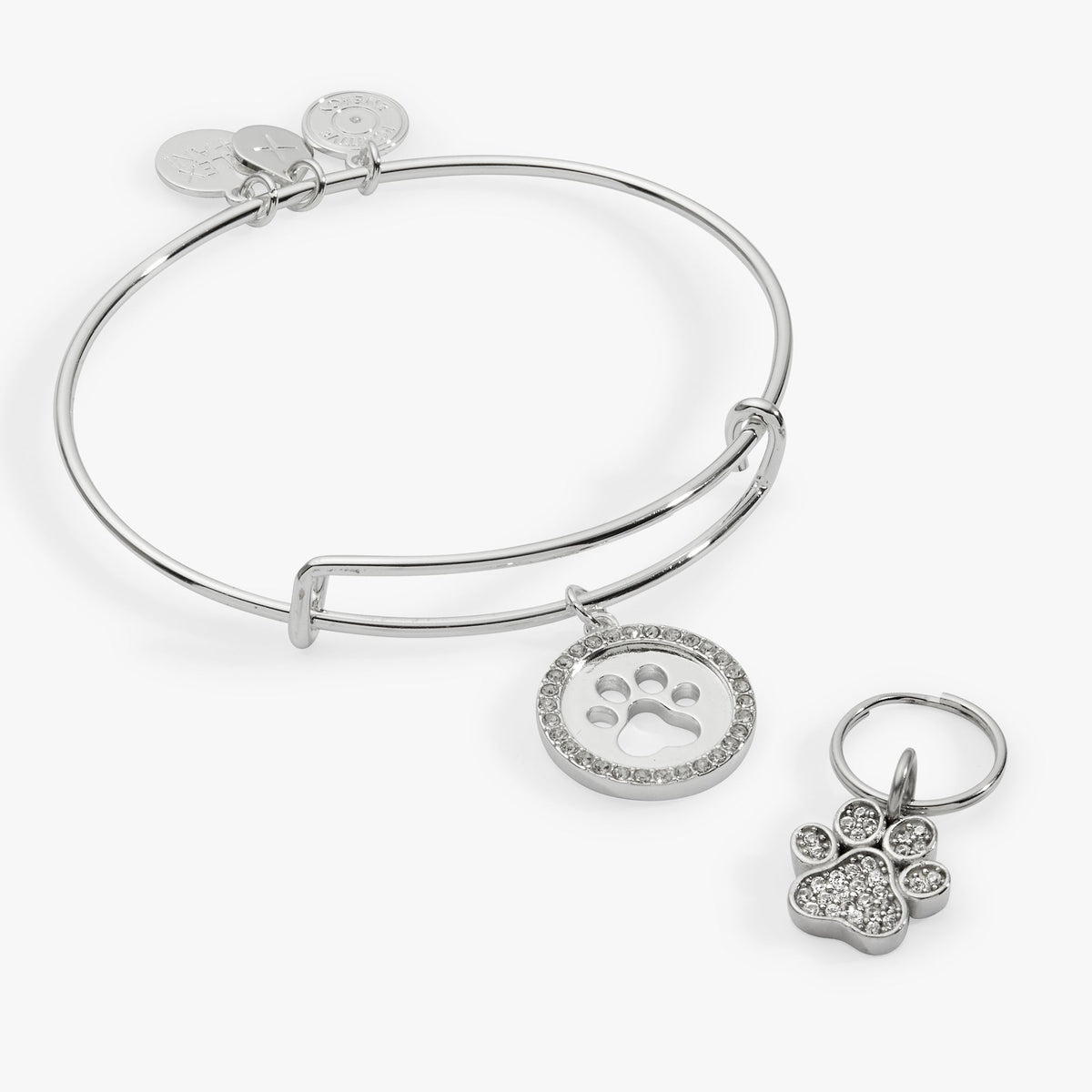 Alex and Ani Paw Print Bangle & Charm, Set of 2