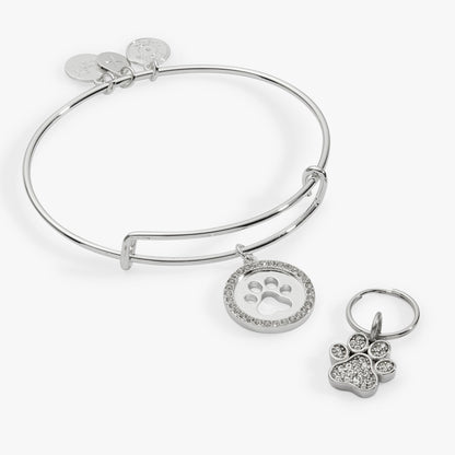 Alex and Ani Paw Print Bangle & Charm, Set of 2