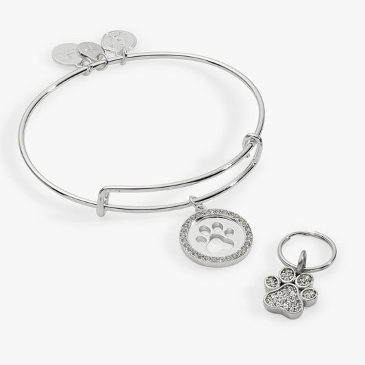 Alex and Ani Paw Print Bangle & Charm, Set of 2