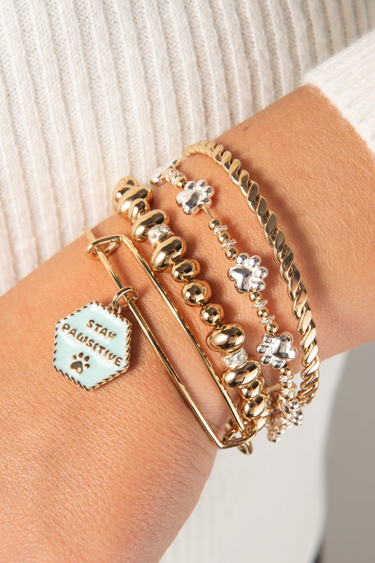 Alex and Ani Paw Print Beaded Dog Bangle