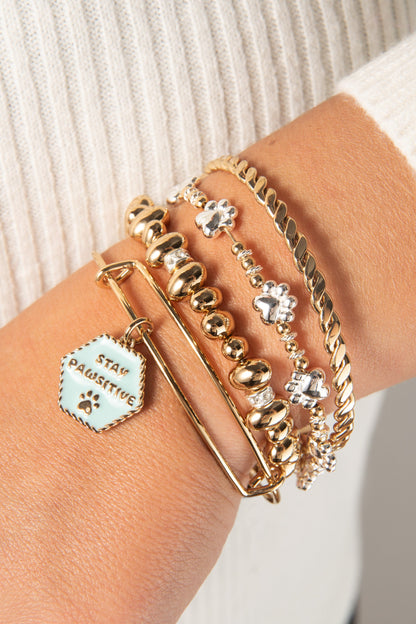 Alex and Ani Paw Print Beaded Dog Bangle