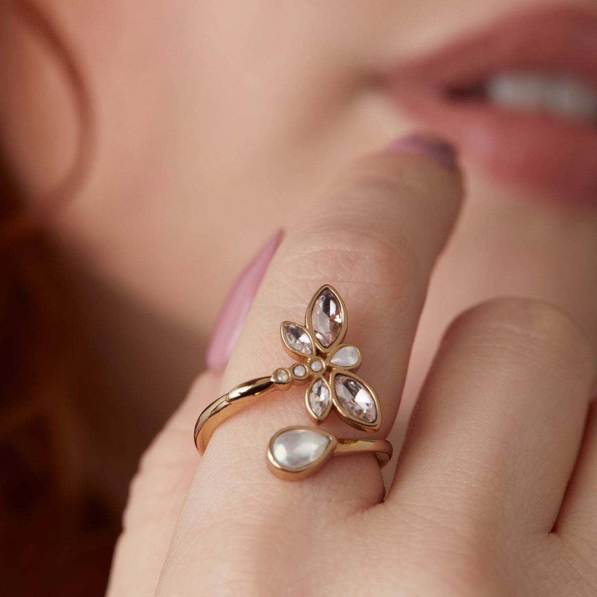 Alex and Ani Crystal Dragonfly Ring