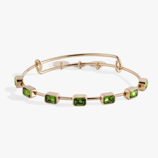 Alex and Ani August Birthstone Emerald Cut Bangle