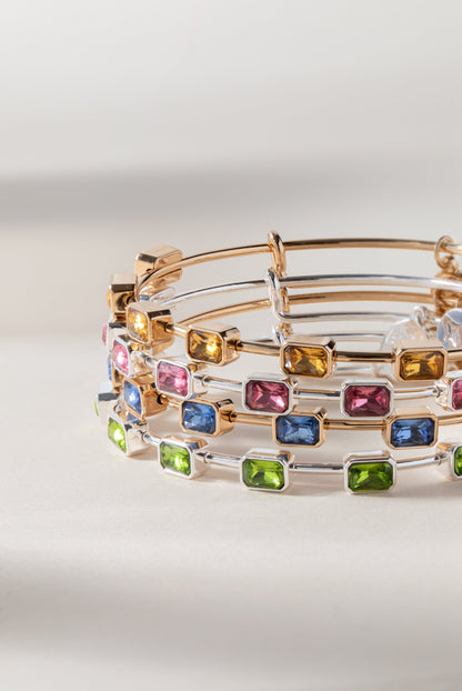 Alex and Ani August Birthstone Emerald Cut Bangle
