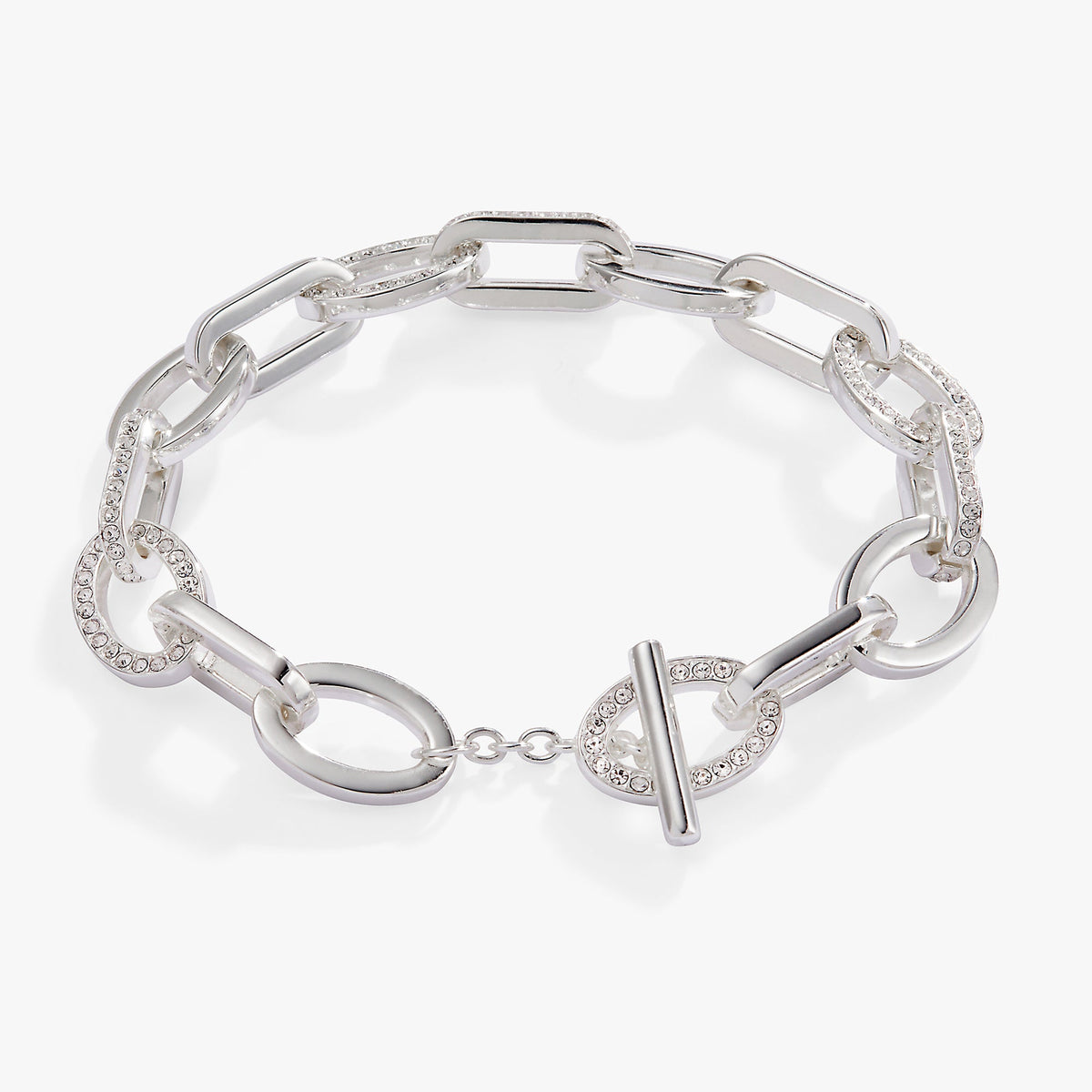 Alex and Ani Oval Link Crystal Chain Toggle Bracelet