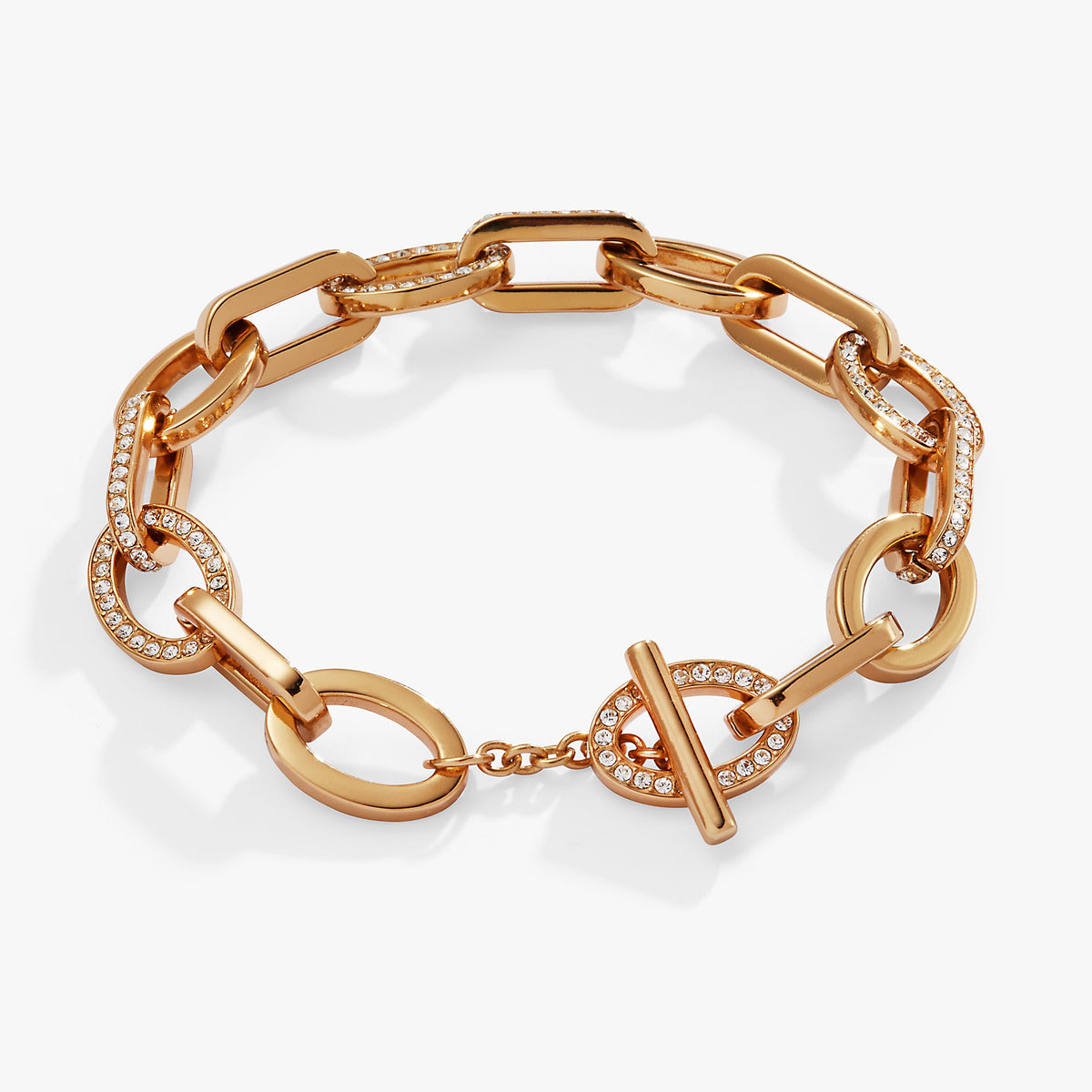 Alex and Ani Oval Link Crystal Chain Toggle Bracelet