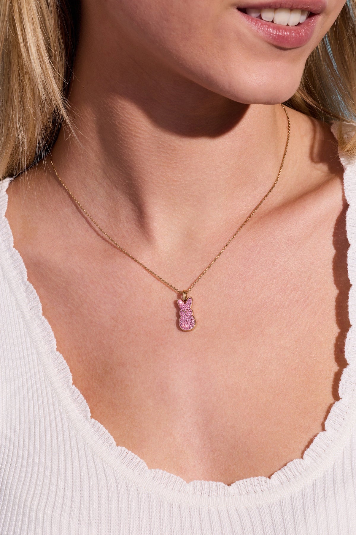Alex and Ani PEEPS® Pink Crystal Bunny Pendant Necklace