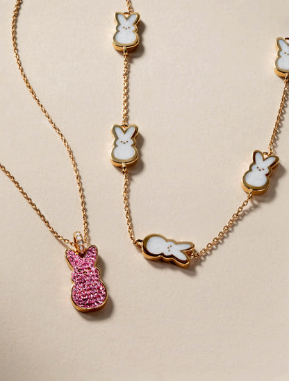 Alex and Ani PEEPS® Pink Crystal Bunny Pendant Necklace