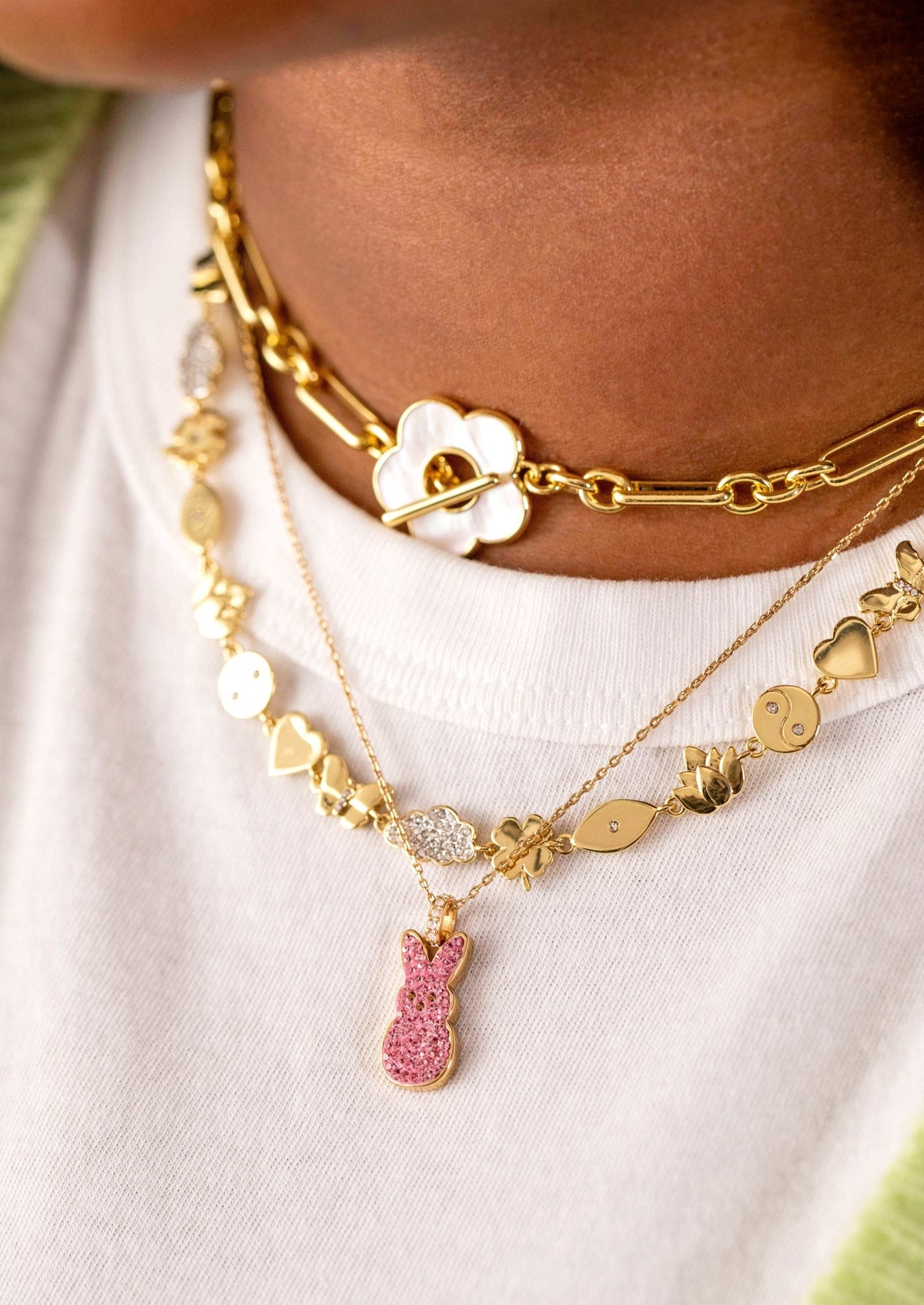 Alex and Ani PEEPS® Pink Crystal Bunny Pendant Necklace