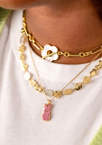 Alex and Ani PEEPS® Pink Crystal Bunny Pendant Necklace