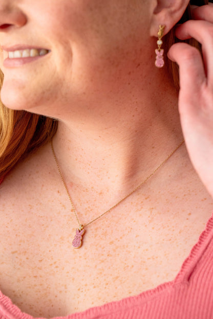 Alex and Ani PEEPS® Pink Crystal Bunny Pendant Necklace
