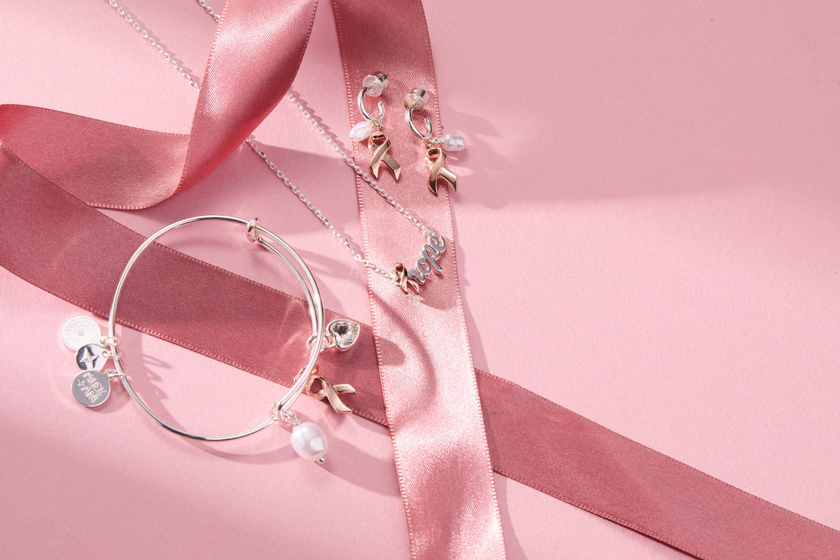 Alex and Ani Breast Cancer Awareness Pink Ribbon Huggie Hoop