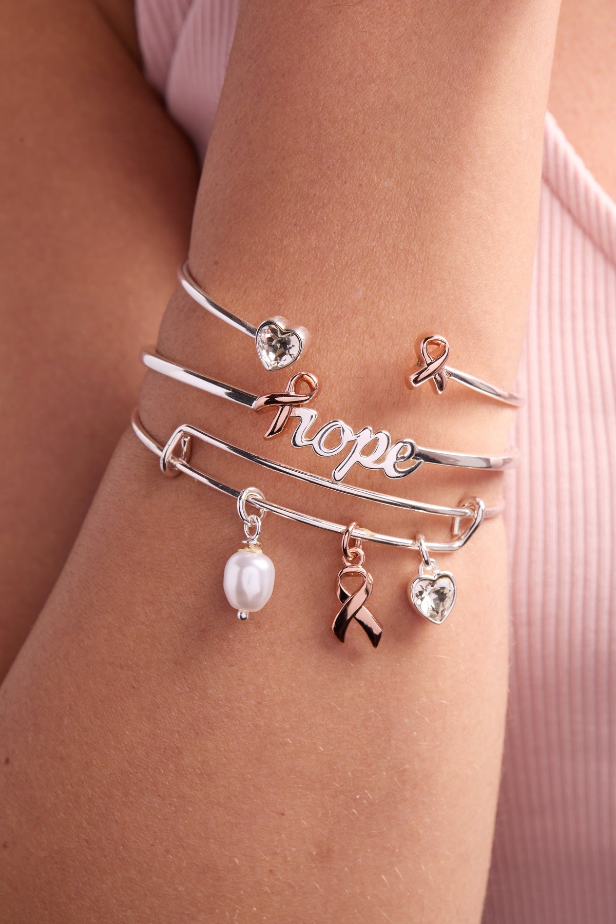 Alex and Ani Breast Cancer Awareness Pink Ribbon Flex Cuff