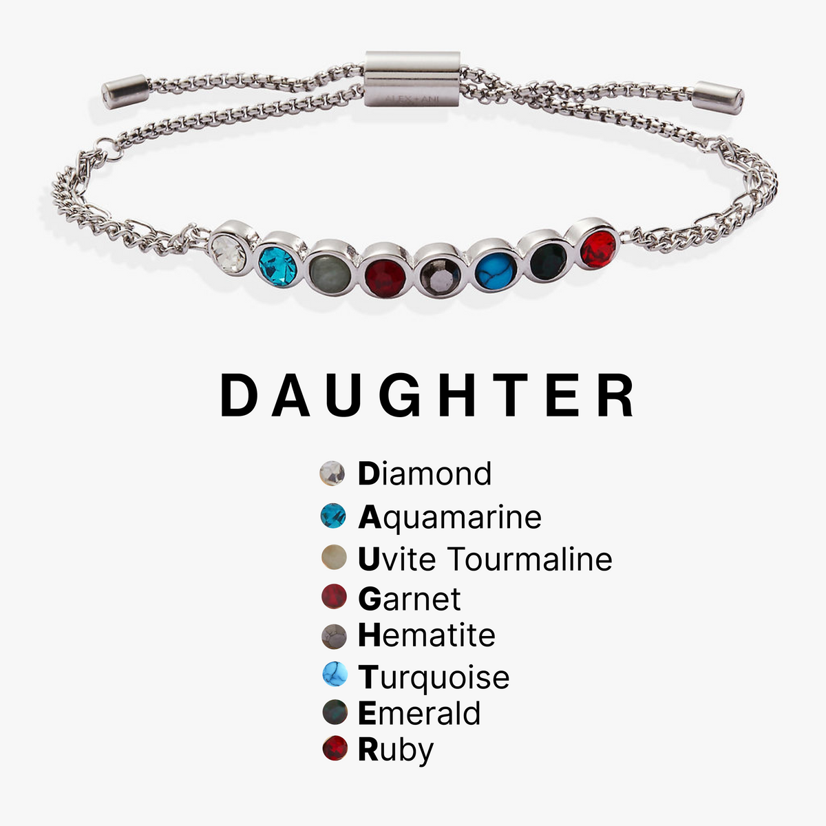 Alex and Ani Daughter Acrostic Bolo