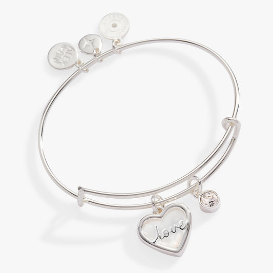 Alex and Ani Love Mother of Pearl Bangle