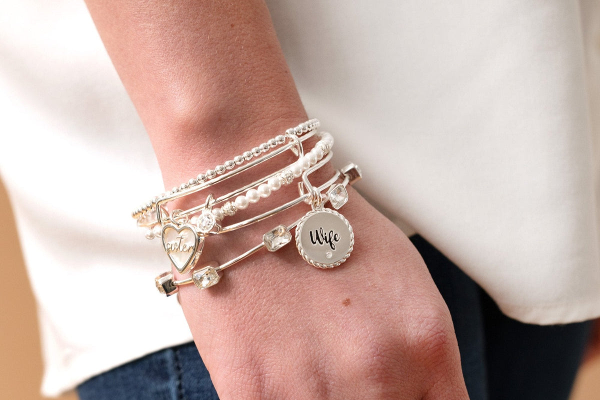 Alex and Ani Sister Mother of Pearl Bangle
