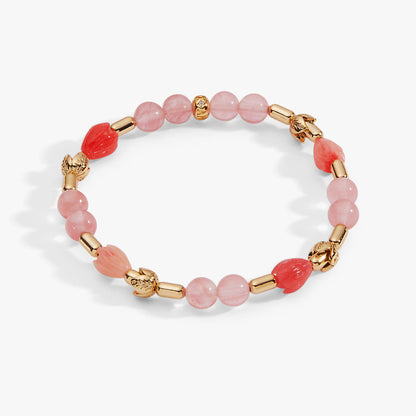 Alex and Ani Tulip Cherry Quartz Stretch Bracelet