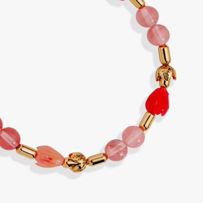Alex and Ani Tulip Cherry Quartz Stretch Bracelet