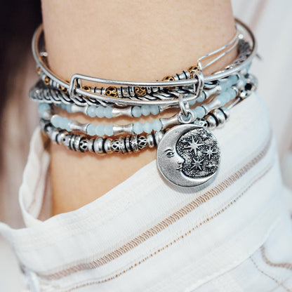 Alex and Ani Moon + Star Charm Bangle Bracelet - Alex and Ani