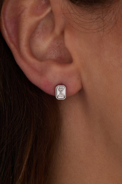 Alex and Ani April Emerald-Cut Birthstone Stud