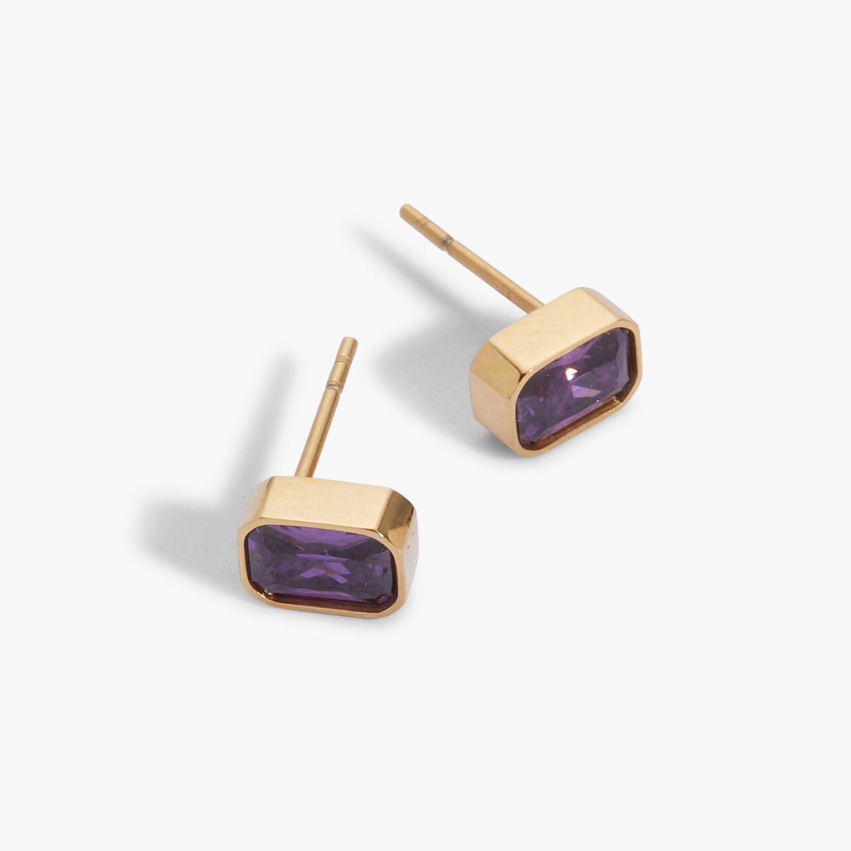 Alex and Ani February Emerald-Cut Birthstone Stud