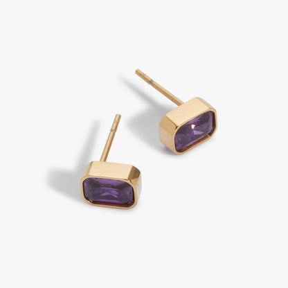 Alex and Ani February Emerald-Cut Birthstone Stud