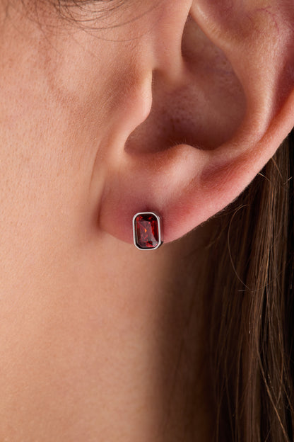 Alex and Ani January Emerald-Cut Birthstone Stud