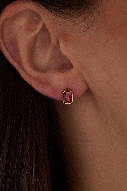 Alex and Ani January Emerald-Cut Birthstone Stud