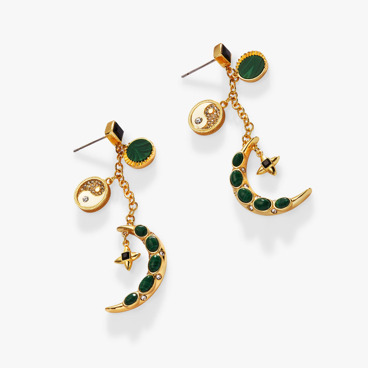 Alex and Ani Malachite Charm Earrings