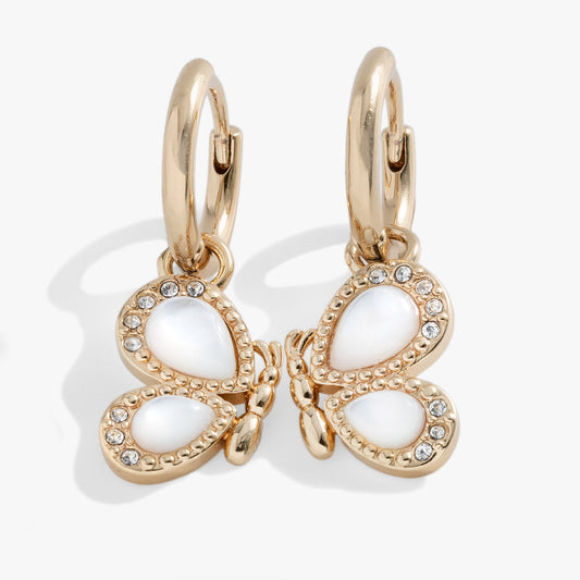 Alex and Ani Mother of Pearl Huggie Hoop Earrings