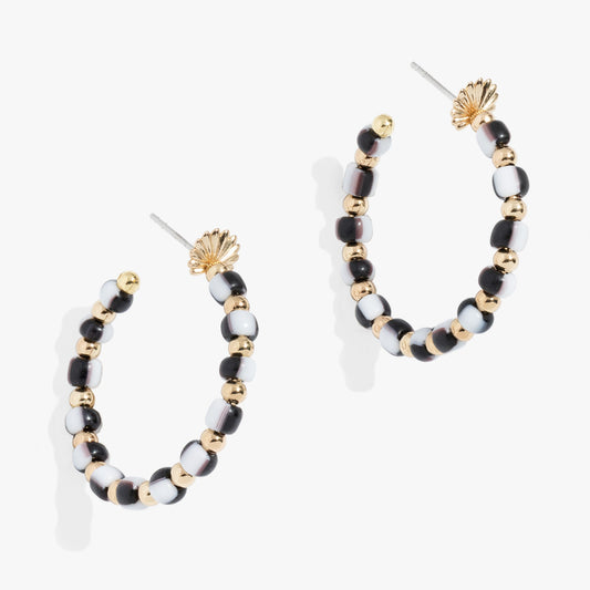 Alex and Ani Toile Beaded Hoop Earrings