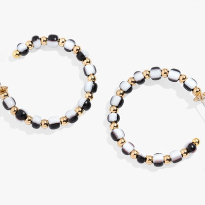 Alex and Ani Toile Beaded Hoop Earrings