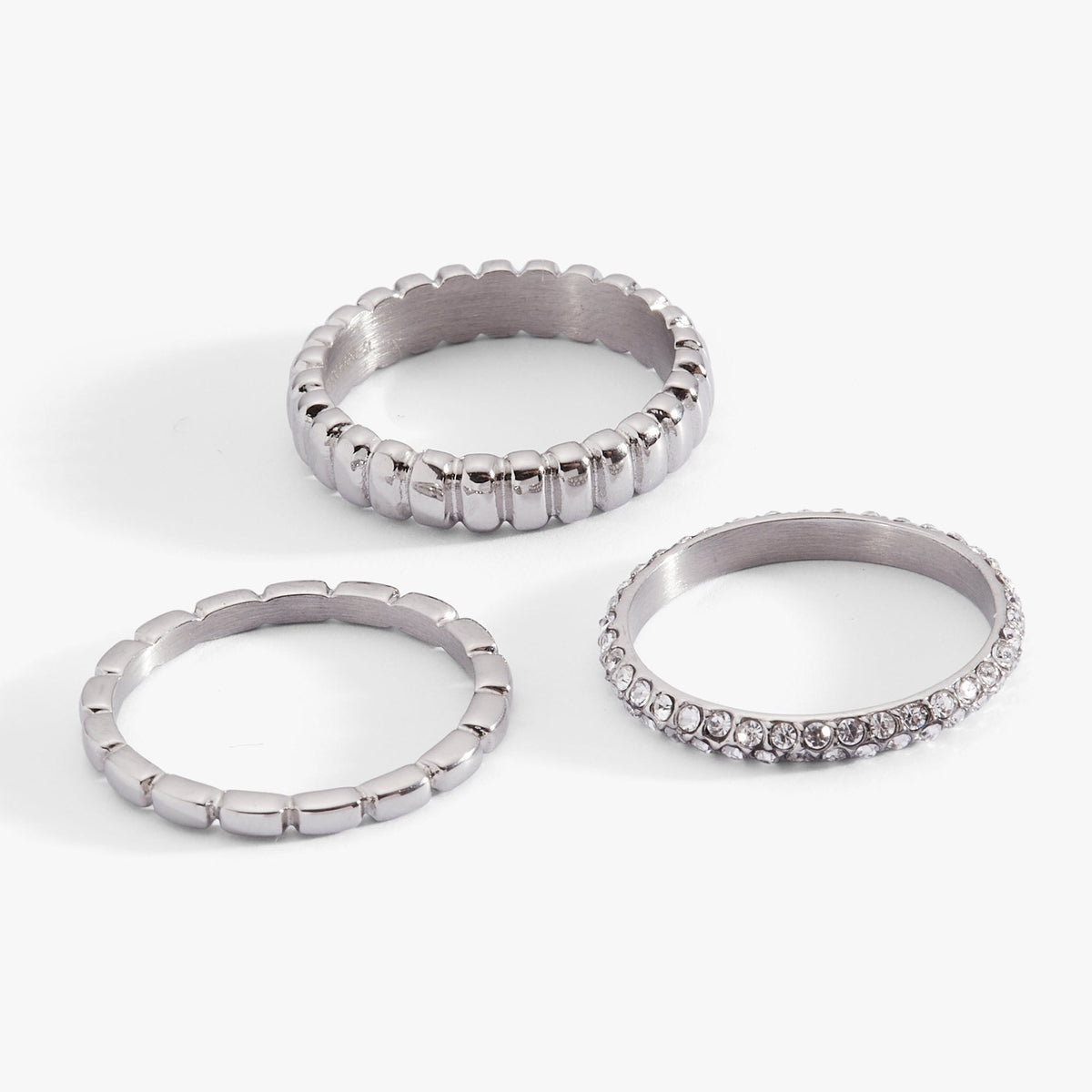 Alex and Ani 3 ring set-ribbed texture