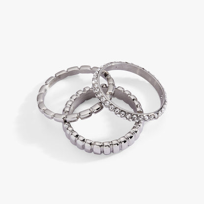 Alex and Ani 3 ring set-ribbed texture
