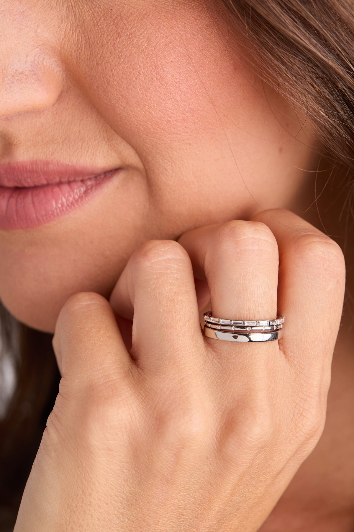 Alex and Ani 3 ring set-baguette
