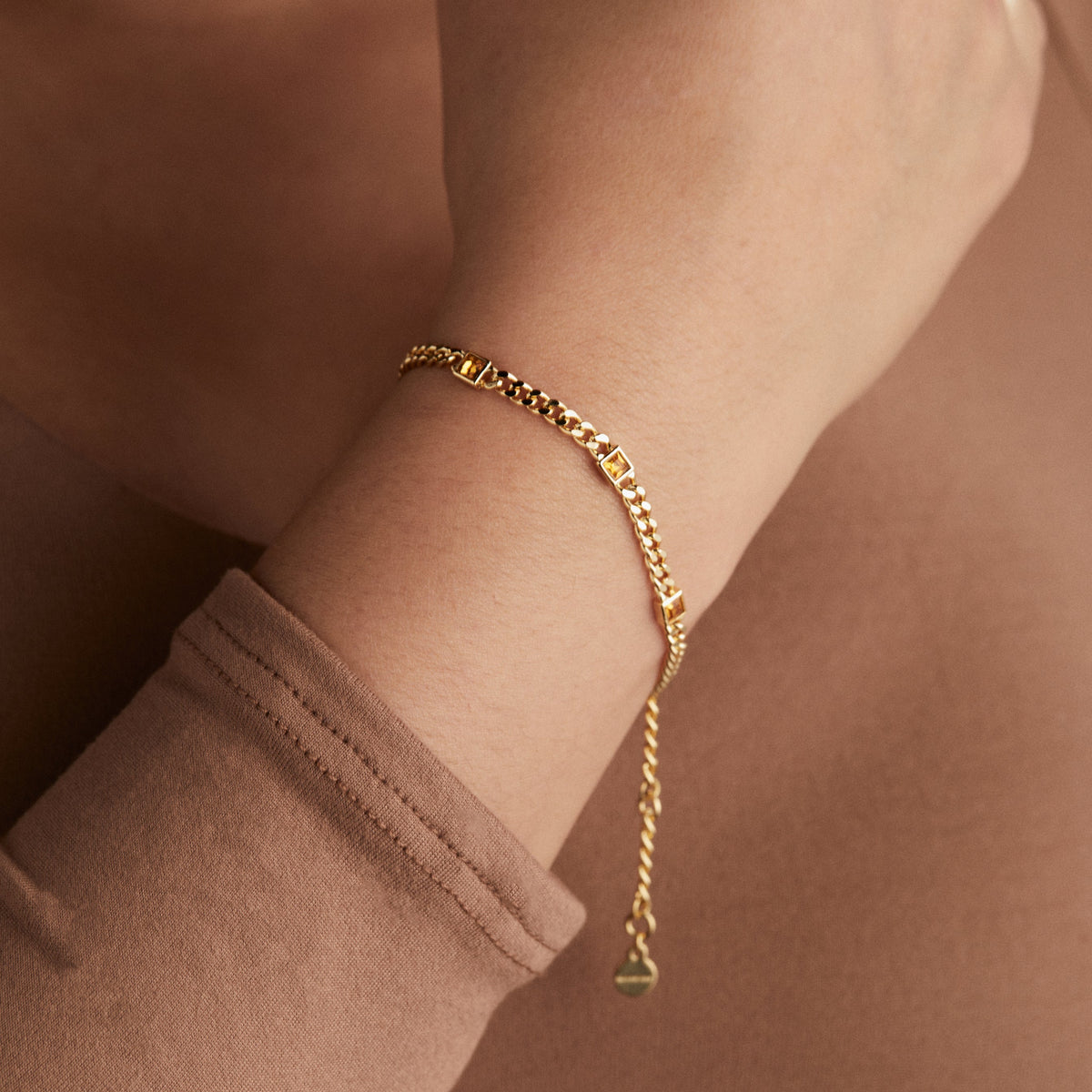 Alex and Ani Topaz Curb Chain Bracelet, November Birthstone