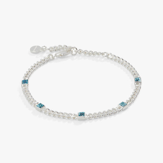 Alex and Ani Aquamarine Curb Chain Bracelet, March Birthstone
