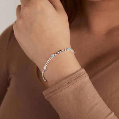 Alex and Ani Aquamarine Curb Chain Bracelet, March Birthstone