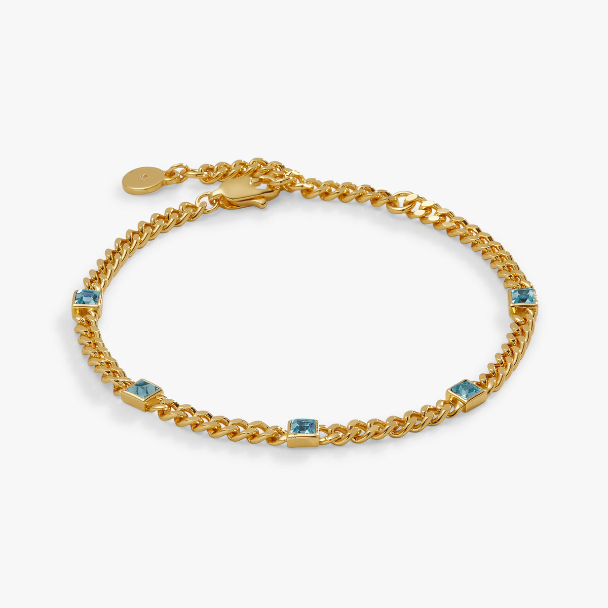 Alex and Ani Aquamarine Curb Chain Bracelet, March Birthstone
