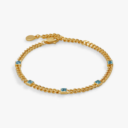 Alex and Ani Aquamarine Curb Chain Bracelet, March Birthstone