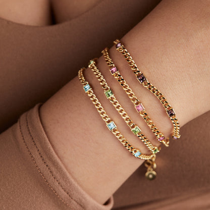 Alex and Ani Aquamarine Curb Chain Bracelet, March Birthstone