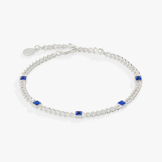 Alex and Ani Sapphire Curb Chain Bracelet, September Birthstone