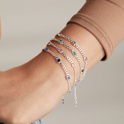Alex and Ani Sapphire Curb Chain Bracelet, September Birthstone