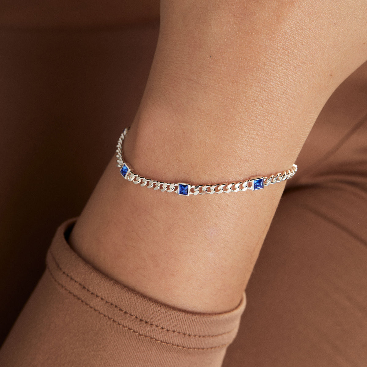 Alex and Ani Sapphire Curb Chain Bracelet, September Birthstone