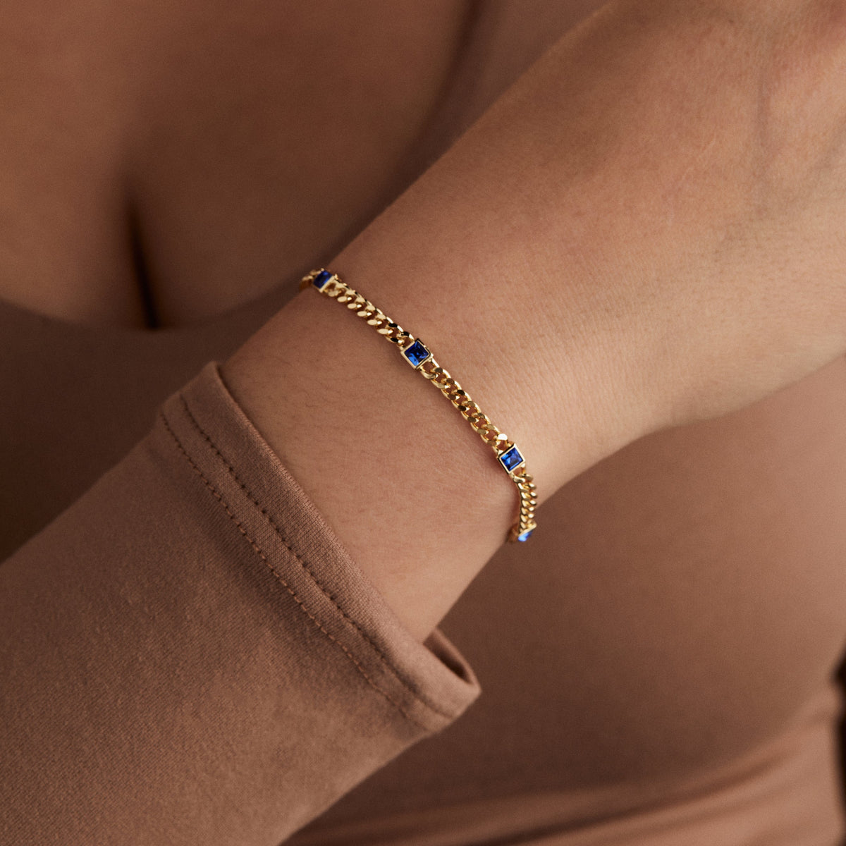 Alex and Ani Sapphire Curb Chain Bracelet, September Birthstone